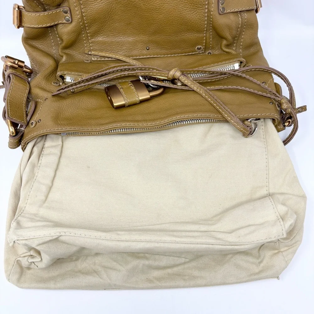 Chloé Paddington Hobo Tan Grained Leather Padlock Shoulder Bag Vintage Y2K